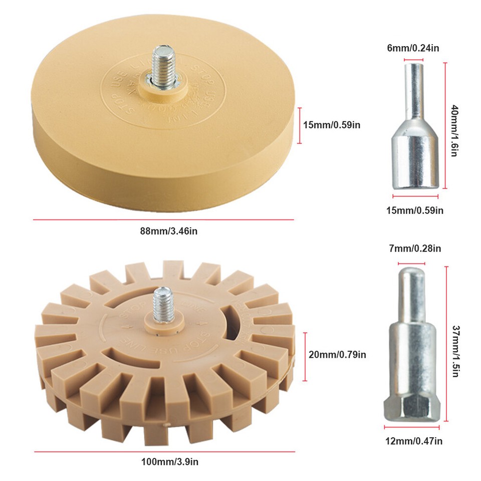 Useful 2Pcs Car Eraser Wheel Adhesive Remover Wheel for Car Glue