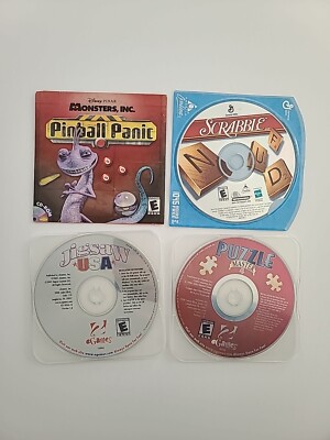 CD-ROM Disk Only Lot 4 Monsters Inc Pinball, Scrabble, Puzzle Master, Jigsaw USA