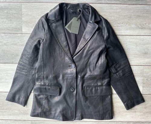 ALL SAINTS WOMEN'S BLACK "CORINNA" LEATHER BLAZER JACKET COAT - UK 10 - NEW TAGS - Picture 2 of 10