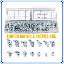 220pcs Metric & SAE Hydraulic Lubrication Grease Zerk Fittings Assortment Set