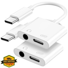 USB C to 3.5mm Headphone Charger Adapter 2-Pack Type C Aux PD Fast Charge