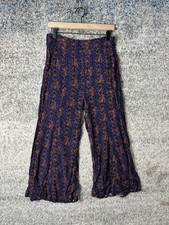 Elevenses Pants Womens 8 Purple Paisley Wide Leg Palazzo Boho Anthropologie