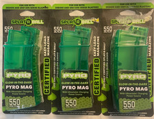  Lot of 3 Splat-R-Ball Pyro Glow-In-The-Dark Pyro Magazine 550 Round Capacity