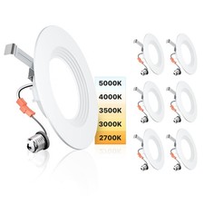 5/6 Inch 5CCT LED Can Lights 6 Pack, Retrofit Led Recessed Lighting, Baffle T...