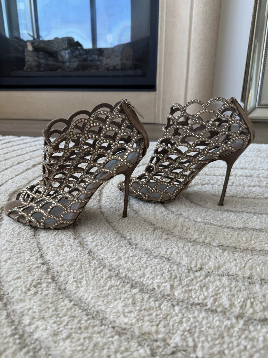 Escarpins Sergio Rossi En Toile Grise - Femme, Taille 38, Talon Ultra Haut