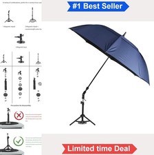 HVAC Umbrella 60 Inch Magnetic Base Tripod Blue Windproof Outdoor Work Shade