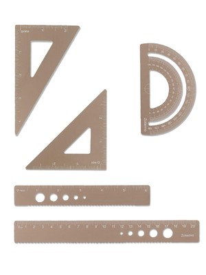 Metal Geometry Set 5-Piece Aluminum Ruler Math Drafting Ruler Kit Includes Pr...