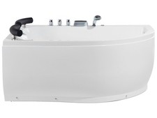 Right Hand Whirlpool Corner Bath with LED 1580 x 1130 mm White PARADISO