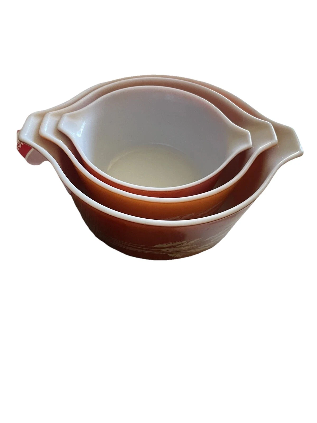 Set of 3 Vintage Pyrex Autumn Harvest Wheat Nesting Mixing Bowls