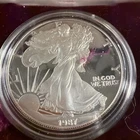 1987-S American Eagle ONE DOLLAR S$1 USD 1 OZ-T .999 Silver Proof Coin COA