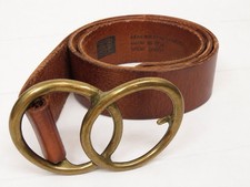 Fossil Wide Leather Belt Solid Brass Buckle USA Vintage Brown Boho Western