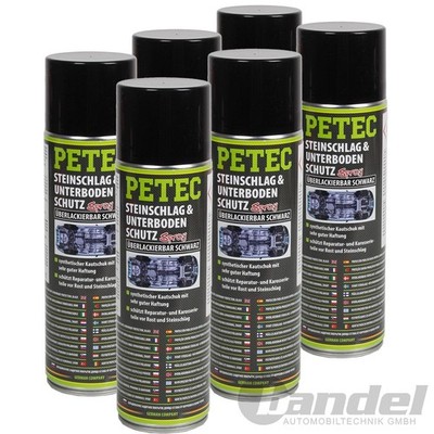 6x500ml PETEC STEINSCHLAG & UNTERBODENSCHUTZ KAUTSCHUK SCHWARZ SPRAY ROSTSCHUTZ