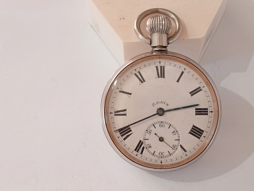 c.1910-20 GENTS GOOD QUALITY 8-DAY POCKET WATCH GOOD CONDITION RUNS BUT STOPPING