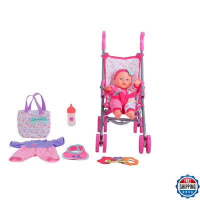 Dream Collection, Baby Doll Care Gift Set with Stroller - Lifelike Baby Doll and