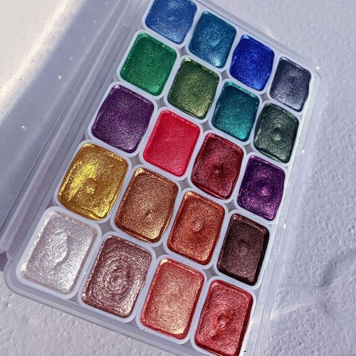 20 Farben Aquarell Malerei Pigmente Set Perlglanz UK - Glitzer L8I1 - Bild 9 von 13