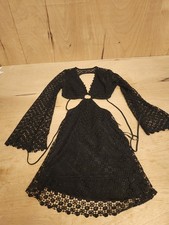 New Windsor Black Lace Dress Womens Large Bell Sleeve