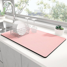Dish Drying Mat for Kitchen Counter, 12 x 19" Super Absorbent Drainer Pad Easy C