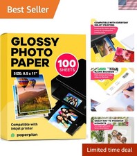 Easy-to-Use Glossy Photo Paper 100 Sheets - 8.5 x 11 for Printers