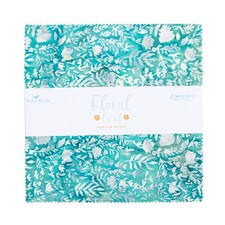 Expressions Batiks 10" Square Pack in Floral Grid Seafoam Splash by Riley Blake