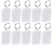 10Pcs Acrylic Photo Frame Keychains - Rectangle Blank Photo Keyring Keychains