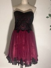 Wine Red And Black Lace Dress
