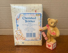 Cherished Teddies Mini Bear With Heart Dangling Blocks Figurine 203084 With Box