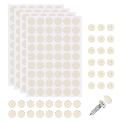 216Pcs Screw Hole Stickers and 200Pcs 12x3.5mm Screw Cover Caps Ecru