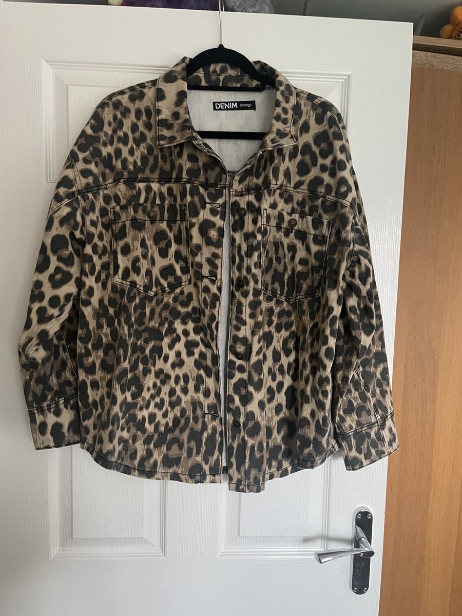GEORGE ASDA LEOPARD DENIM SHACKET SIZE L LARGE UK