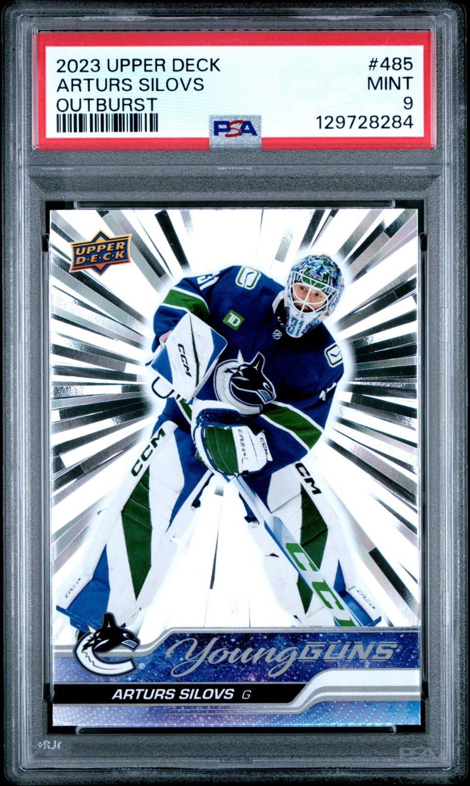 2023 Upper Deck Hockey Young Guns #485 ARTURS SILOVS OUTBURST PSA 9 - 129728284