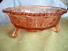 Vintage Pink Depression Glass Footed Butterfly Berry & Leaf Bowl