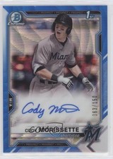 2021 Bowman Draft Chrome Pick Blue Wave Refractor /150 Cody Morissette Auto 5h5