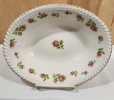 Vecchia ciotola da portata rosa inglese 9,5" Johnson Brothers Windsor Ware piatto ovale vintage