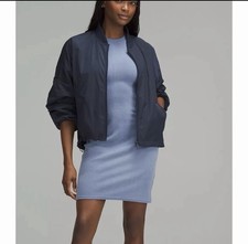 Lululemon Women's Ribbed Softstreme Slim-Fit Tank Dress Sz 2 Oasis Blue