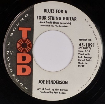 JOE HENDERSON: Blues For A Four String Guitar US Todd R&B 45 HEAR