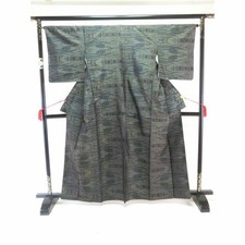 Q4164 Aa Made-to-Measure Pure Silk Oshima Tsumugi Gray Flower Pattern Japan