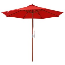 Yescom 9FT Wooden Patio Umbrella UV30 for Table Market Yard Beach Cafe Red