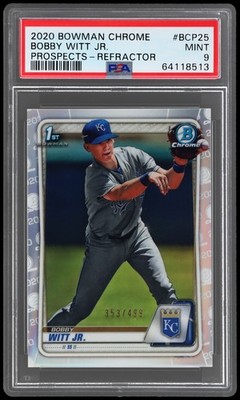 2020 Bowman Chrome Bobby Witt Jr. #BCP25 PSA 9 Prospect Refractor 353/499 Mint