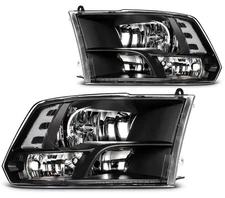 PAIR/2PCS Black Clear Headlights Assembly For Dodge Ram 1500 2500 3500 2009-2018