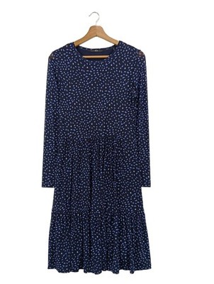 ZERO Langarmkleid Damen Kleid Gr. DE 36 blau-weiß Casual-Look