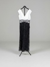 Tadashi Shoji Tessa Two Tone Lace Ivory Black Dress Evening Gown 12 468