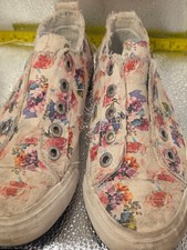 Blowfish Malibu Kids Floral Sneakers, Size 8, Slip-On Canvas Shoes, Pre-Owned