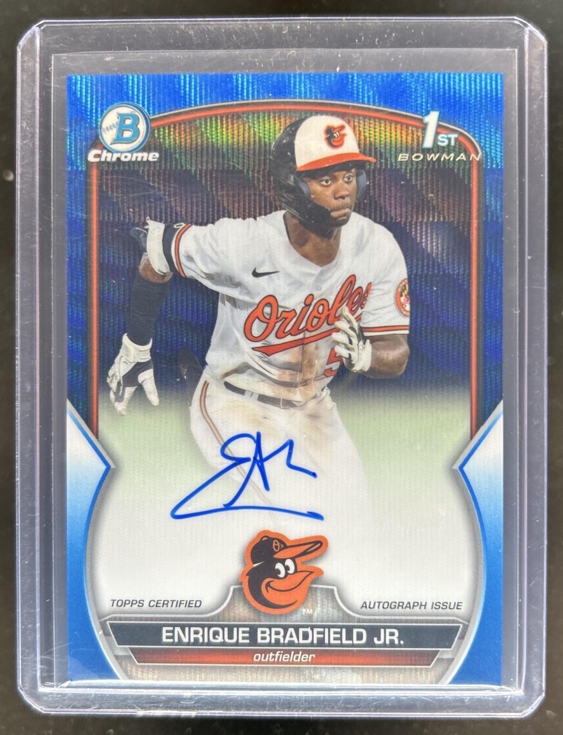 2023 Bowman Draft Enrique Bradfield Jr. Chrome Auto Blue Wave Refractor 1st /150