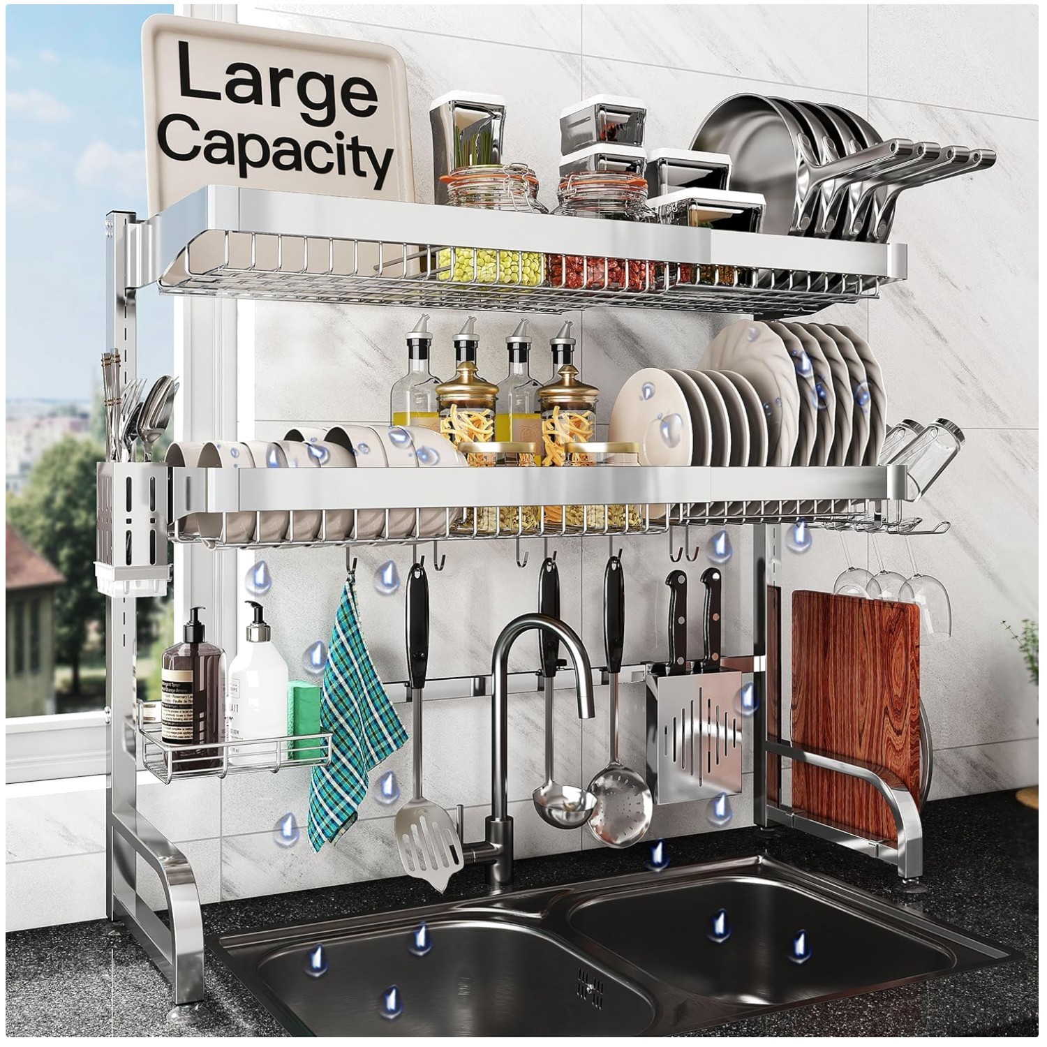 Over The Sink Dish Drying Rack, Extra Large Capaci