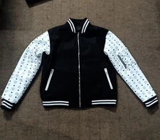 "Luxury MCM-Style Bomber Jacket – Monogram Sleeves | Men's Fashion Streetwear"