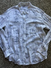 Rails Women’s  Charli Shirt Sketched Palm Trees Button Up Linen Blend Small
