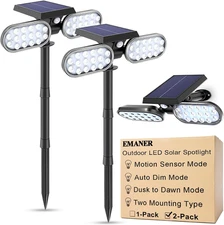 Motion Solar Lights Outdoor, Solar Floodlight, Stay on or Motion Sensor Mode, Du