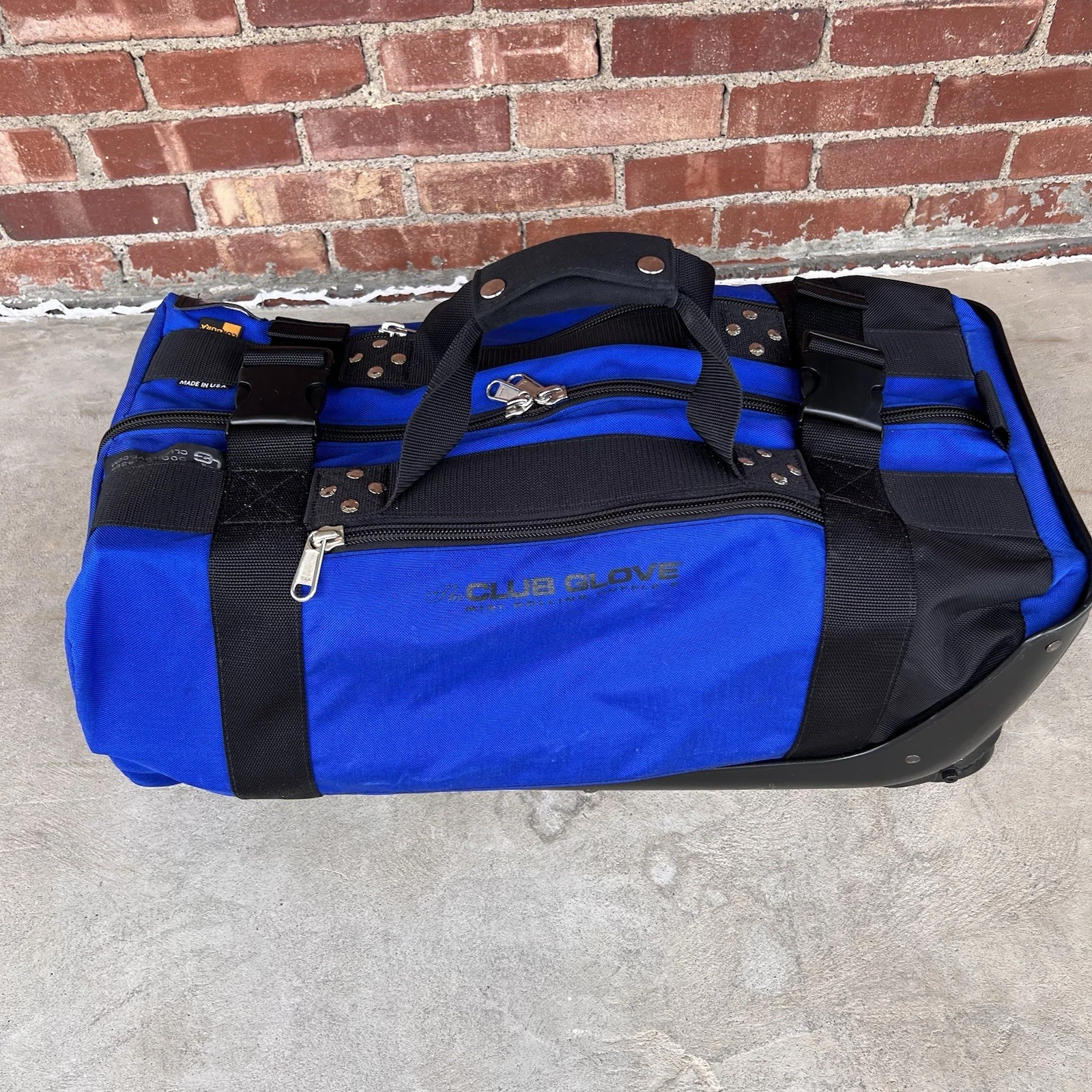 CLUB GLOVE Mini Rolling Duffle Blue Black 22” Carry On Travel Bag Suitcase