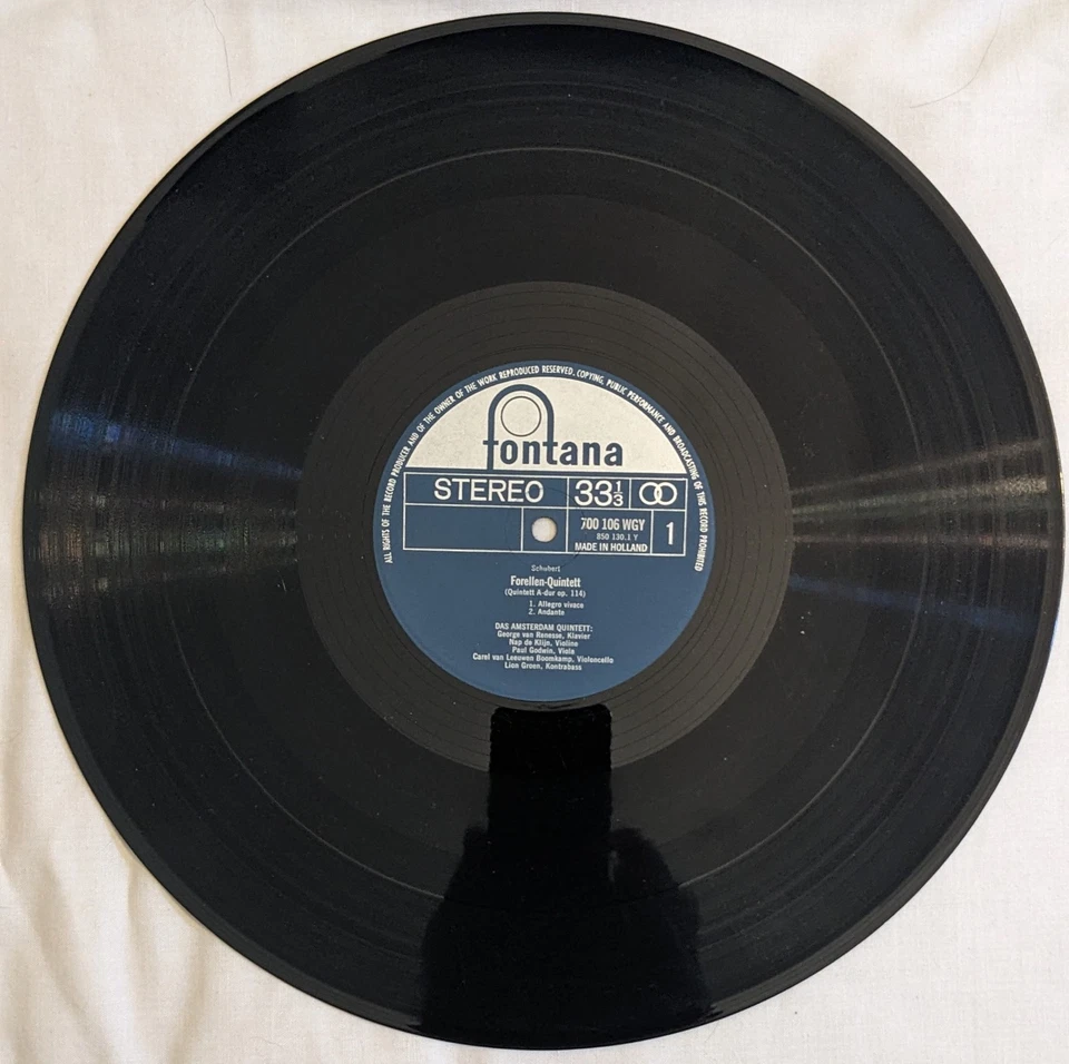 Fontana 700 106 WGY Schubert FORELLEN-QUINTETT Das Amsterdam Quintet LP stereo - Image 4 of 4