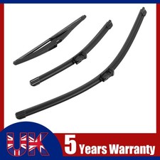 3PCS For Fiat 500 Ford KA Front & Rear Windscreen Wiper Blades Push Tab