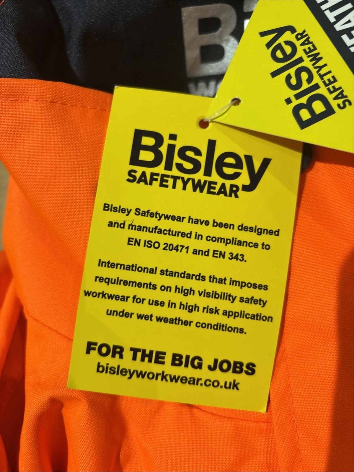 Bisley 5‑in‑1 Taped Rain Jacket – Hi‑Vis Orange/Navy – Size 4XL – New - product detail image 3